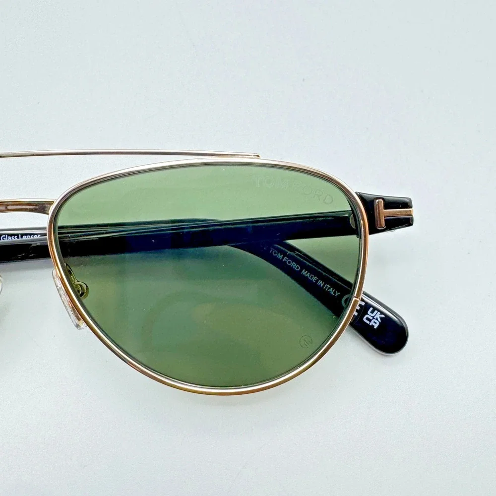 Tom Ford Sunglasses Anthony-02 TF1361 28N Gold Pilot Frame Green Glass Lens 55mm
